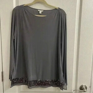 Long Sleeve Blouse With Sequins Detailing At The Bottom